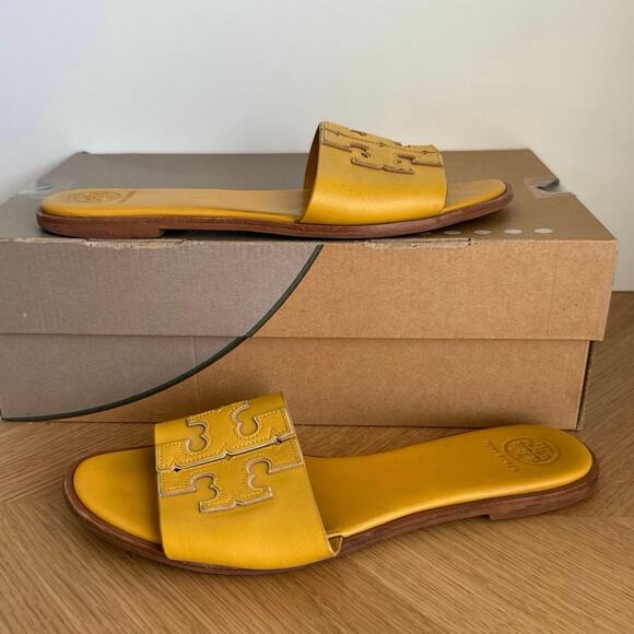Tory Burch Ines Yellow Leather Women Sandals- SZ 9 - Picture 5 of 11